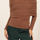HYFVE Brown Fuzzy Off-the-Shoulder Textured Knit Top