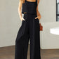 Stylish 2 Piece Square Neck Top and Wide Leg Pants Set