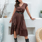 Plus Size Ruffled V-Neck Cap Sleeve Midi Dress