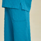 DOUBLE TAKE Full Size Texture Drawstring Short Sleeve Hoodie and Pocketed Pants Set