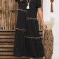Black V-Neck Short Sleeve Maxi Boho Dress