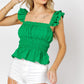 DAVI & DANI Solid Square Neck Ruffle Top