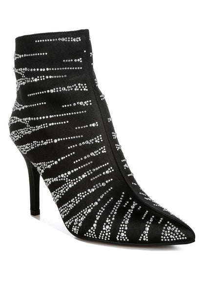 RAG & Co. Toget Satin Rhinestone Ankle Party Boots