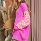 DAVI & DANI Sequin Sleeve Sweater Knit Tunic Top