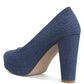 Kostur Denim Block Heel Pumps