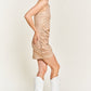 FOGGY FOIL OVERLAP SHIRRED DRESS PLUS