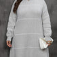 Plus Size Grey Round Neck Long Sleeve Sweater Dress