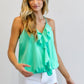 DAVI & DANI Solid V-Neck Sleeveless Ruffle Tank Top