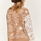Heart paisley Color block cardigan PLUS JJK5018P