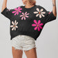 BiBi Black Floral Pattern Cropped Sweater