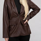 AMBIANCE APPAREL Sleek Pu Leather Blazer with Front Closure