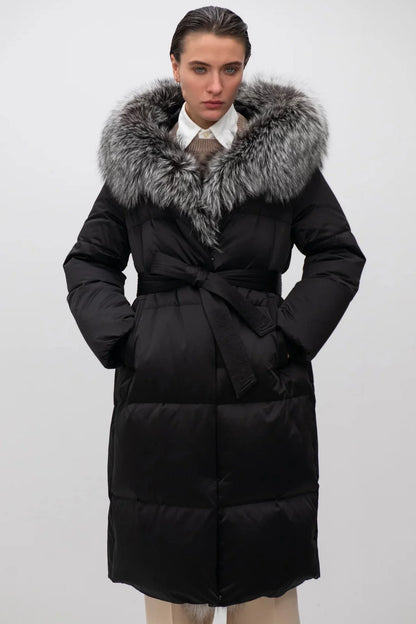 Charlotte Genuine Silver Fox Down Parka