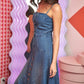 JADE BY JANE Women's Plus-size Buttoned-down Sleeveless Maxi Denim Dress with Elasticized Back