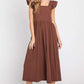 LINEN RUFFLE MID DRESS