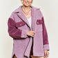JADE by JANE Plus-size Color block sherpa Shacket JJO5017P