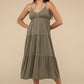 Woven Sweetheart Neckline Tiered Cami Midi Dress