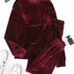 SYNZ Red Velvet Long Sleeve Top and Pants Lounge Set