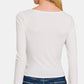 ZENANA White Square Neck Fitted Long Sleeve Top