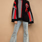 POL Turtleneck Color Block Fringe Detail Sweater
