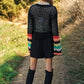 DAVI & DANI Floral Crochet Striped Sleeve Cropped Knit Sweater
