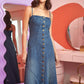 JADE BY JANE Women's Plus-size Buttoned-down Sleeveless Maxi Denim Dress with Elasticized Back