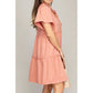 NUVI APPAREL Tiered mini dress with tie