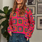DAVI & DANI Crochet Patchwork Round Neck Pullover Sweater Top