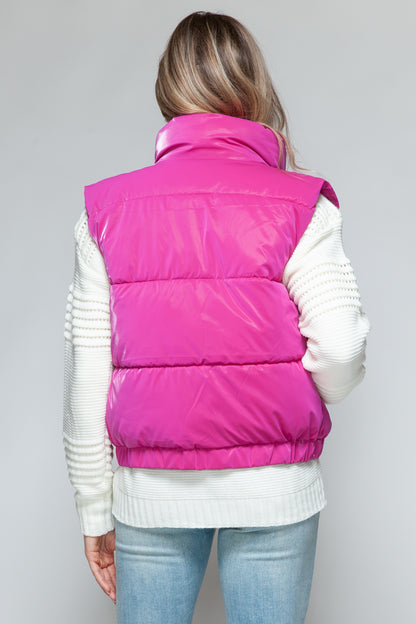 SNOBBISH Hot Pink Fine Fur Lining Quilted Vest