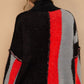 POL Turtleneck Color Block Fringe Detail Sweater