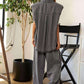 DAVI & DANI Stripe Button Down Shirt and Long Pants Set