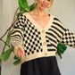 JADE by JANE Contrast pattern Cardigan Sweater