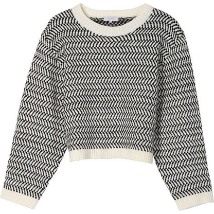 LILOU Herringbone pattern crew neck sweater
