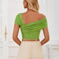 Asymmetrical Neck Short Sleeve T-Shirt