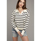 NUVI APPAREL Stripe Collared Knitted Top