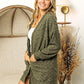 BiBi Olive Checkered Long Sleeve Open Front Cardigan