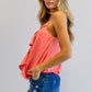 DAVI & DANI Solid V-Neck Sleeveless Ruffle Tank Top