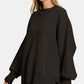 ZENANA Black Side Sit Oversize Sweater