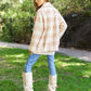 DAVI & DANI Fuzzy Boucle Textured Double Breasted Coat Jacket