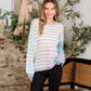 SEW IN LOVE Mint Blue Full Size Striped Dropped Shoulder Sweater
