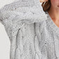 HYFVE Gray Cable Knit V-Neck Sweater
