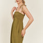 JADE by JANE Plus-size Smocked Tie Strap Jumpsuit with Pocket