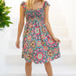 WHITE BIRCH Printed Smocked Sleeveless Dress