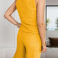 Textured Round Neck Top and Wide Leg Pants Set