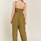 JADE by JANE Plus-size Smocked Tie Strap Jumpsuit with Pocket