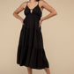 Woven Sweetheart Neckline Tiered Cami Midi Dress