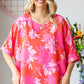 First Love Slit Printed Round Neck Half Sleeve Blouse