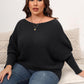 Full Size Boat Neck Batwing Sleeve Sweater-up to 3XL