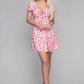 NUVI APPAREL Printed Tie Front Puff Sleeve Dress