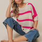 BiBi Contrast Striped Round Neck Knit Top