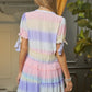 DAVI & DANI Lilac Ombre V-Neckline short Puff Sleeve High-low Maxi Dress